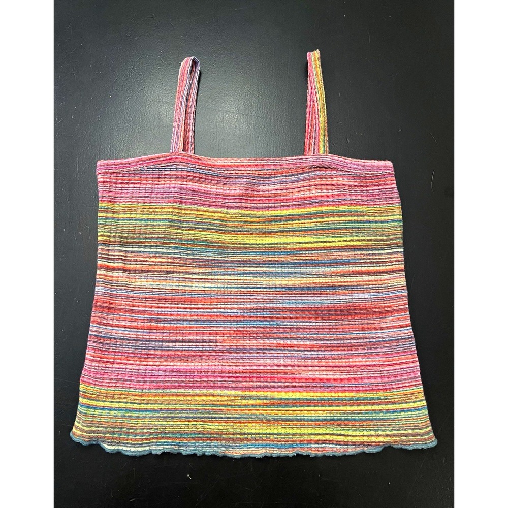 Earthbound Trading Co. Colorful Hippie Boho Striped Knit Camisole Tank Sz M